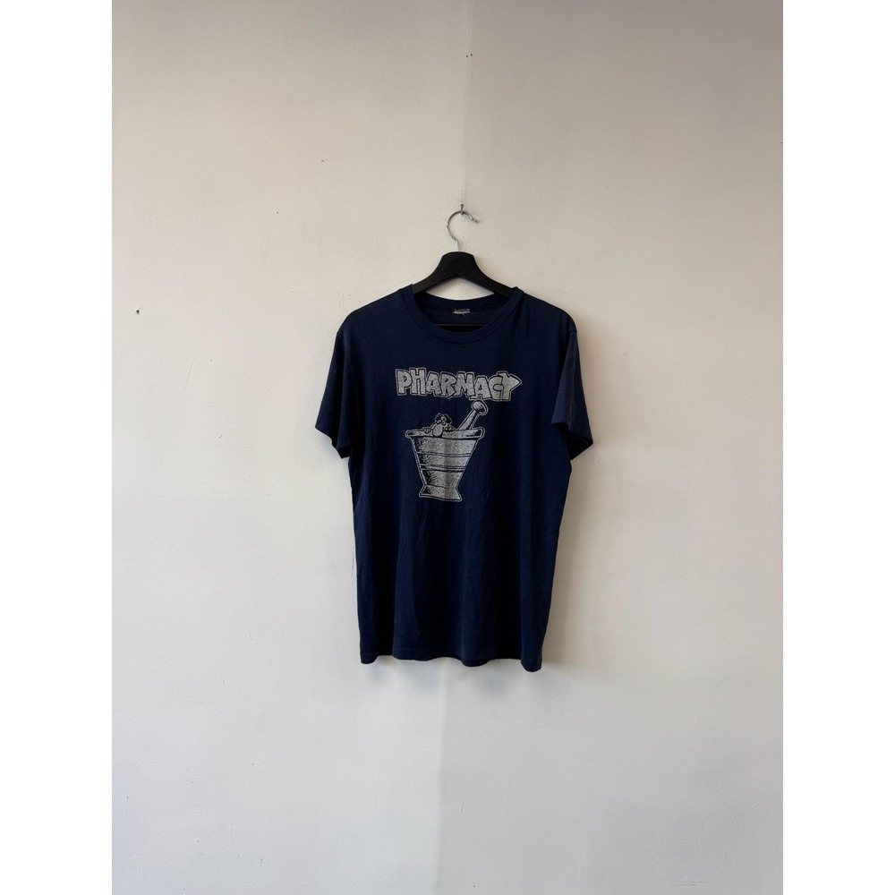 Vintage Pharmacy Shirt Mens Medium Blue Mortar‎ Pestle Medical Graphic Tee 80s
